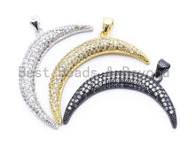 Load image into Gallery viewer, CZ Micro Pave Half Moon Pendant, Cubic Zirconia Pave Pendant/Charm, Necklace Pave Pendant 36x5mm, 1pc/2pcs sku#F104