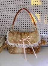 Load image into Gallery viewer, Women's Plush Bow-Tie Tote Underarm Bag – Fluffy Fawn Crossbody Handbag