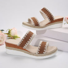 Load image into Gallery viewer, Women's Hemp Rope Wedge Sandals | Suede Woven Ethnic Platform Slides