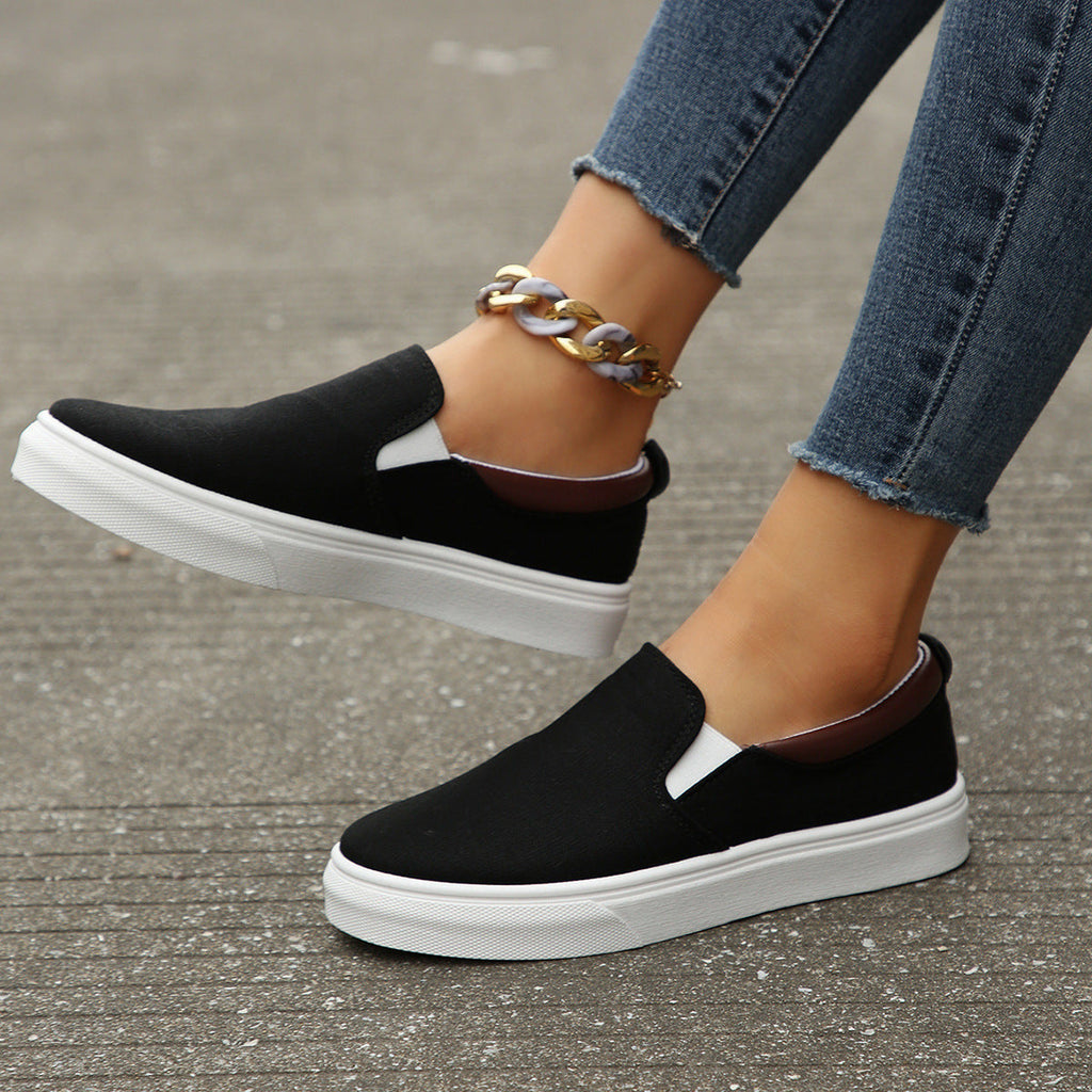 Women's Slip-On Flat Loafers | Color-Block Round Toe Casual Shoes