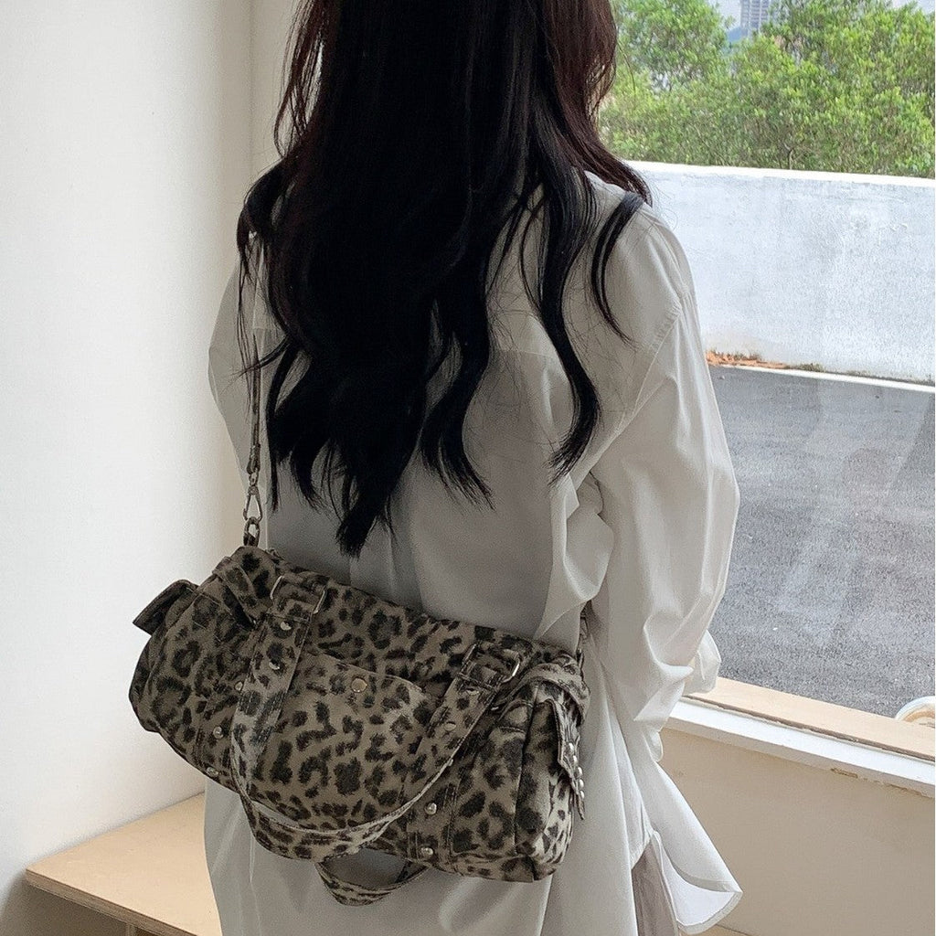 Leopard Print Plush Handbag - Retro Trendy Crossbody Bag for Women