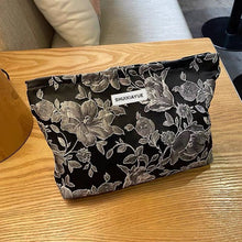 Load image into Gallery viewer, Floral Storage Pouch - Premium Cotton Cosmetic Bag with Nylon Lining