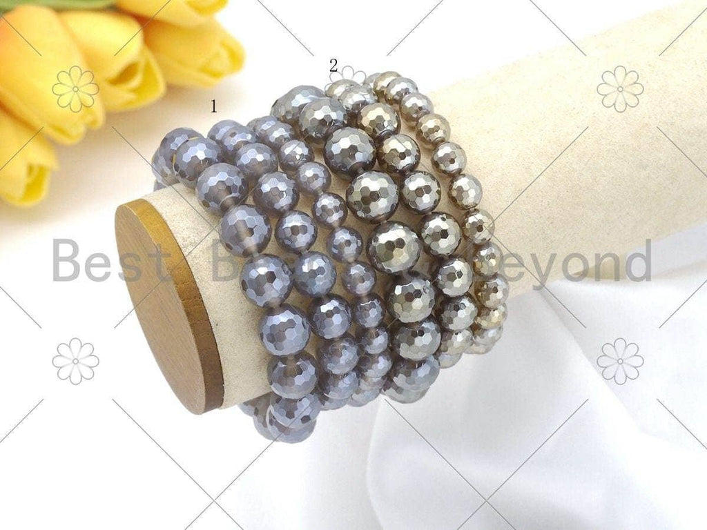 Mystic Grey/Champaign Agate Stretchy Bracelet, Sku#EF60