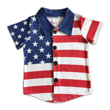 Load image into Gallery viewer, Star and stripe short sleeve boy 4th of july polo shirt
