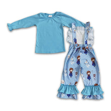Load image into Gallery viewer, Blue cotton shirt ice overalls girls boutique clothing