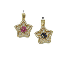 Load image into Gallery viewer, Gold Colorful CZ Flower On Five Point Star Charm, Sku#LD314