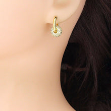 Load image into Gallery viewer, Clear CZ Spacer Round Hoop Earrings, Sku#L733