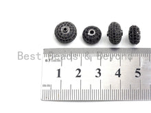 Load image into Gallery viewer, Black CZ Pave On Black Micro Pave Roundel Spacer Beads with Black Crystal for Bracelet, Spacer Beads,8x12/6x10mm, sku#G415
