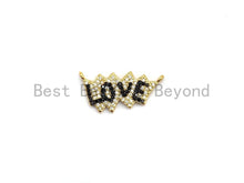Load image into Gallery viewer, CZ Micro Pave Cobalt/Fuchsia/Green/Black LOVE Pendant/Connector, CZ Pave Pendant, Gold plated, 12x25mm ,sku#F654