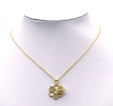 Load image into Gallery viewer, Gold CZ Bee on Honeycomb Charm, Sku#LK714