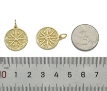 Load image into Gallery viewer, CZ Gold Flower Triangle Round Coin Charm, Sku#LX142