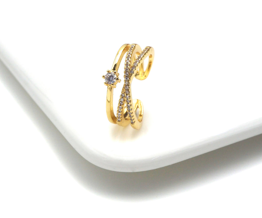 CZ Pave Star Cross Ring, JL21