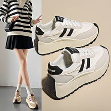 Load image into Gallery viewer, Women's Height-Boosting Lace-Up Sneakers – Synthetic PU Upper, Mesh Lining, Round Toe