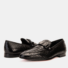 Load image into Gallery viewer, The Boss Pyth Black Shoe Bit Loafer Men Shoe