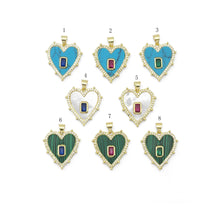 Load image into Gallery viewer, Gemstone Pearl Spike Heart with Rectangle Center Stone Charm, Sku#LX300