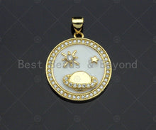 Load image into Gallery viewer, Enamel Earth Star On White Enamel charm, White Enamel Pendant, Enamel Round charm, Round Coin jewelery, 23mm,sku#LK57