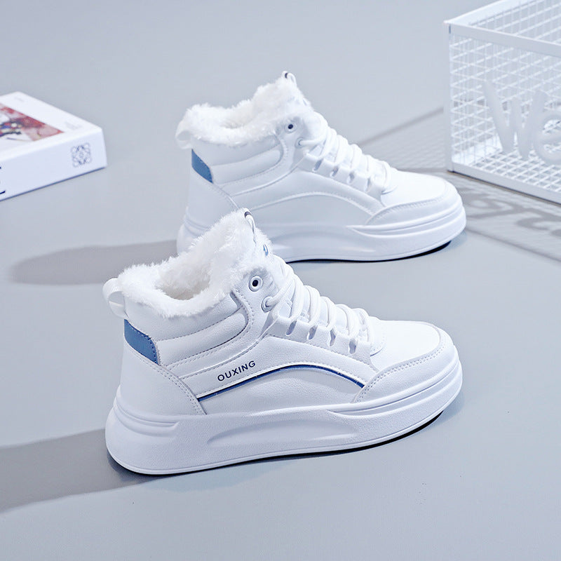 Women's Fleece-Lined High-Top Sneakers | Insulated Casual Winter Shoes