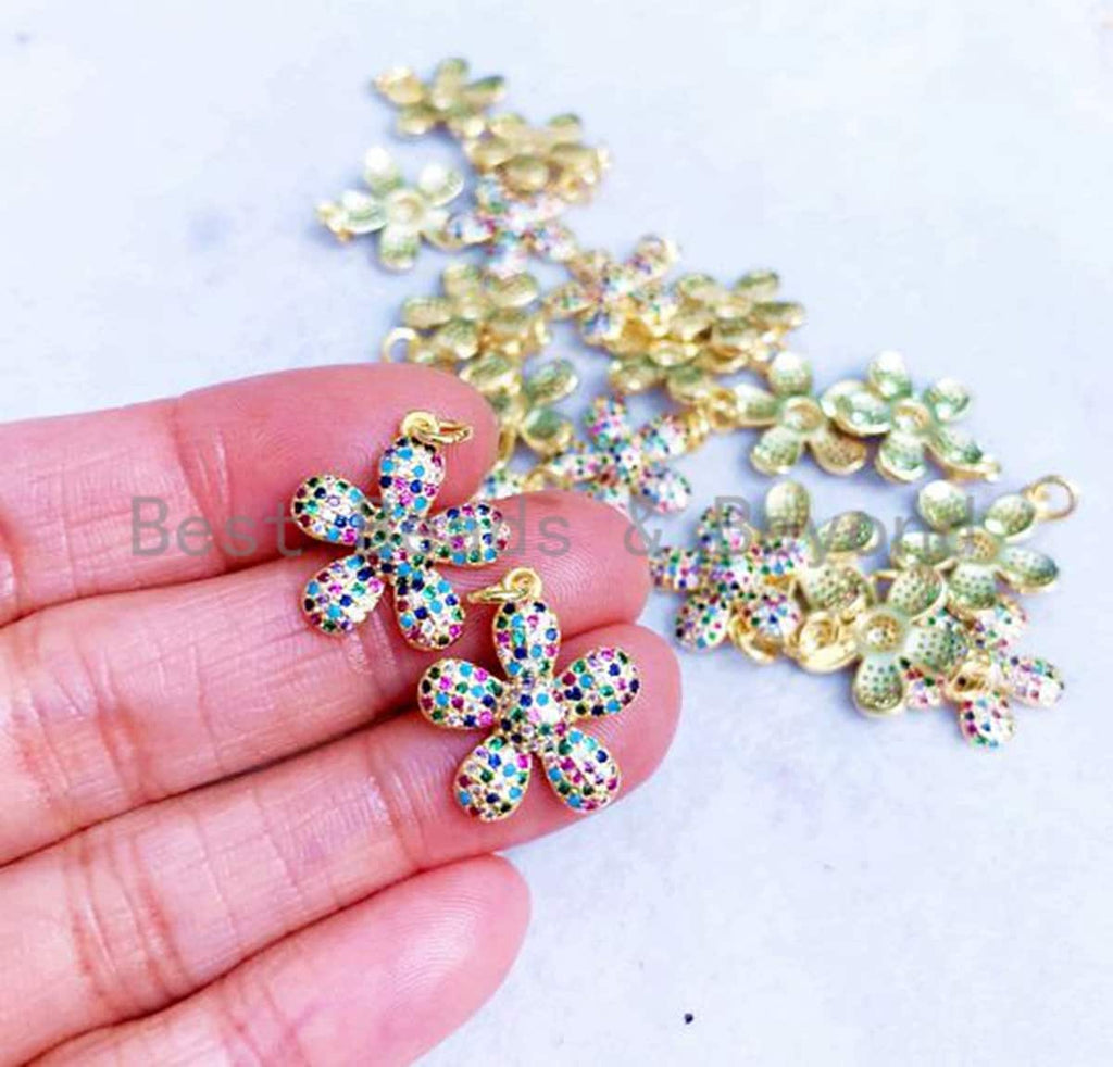 16mm Multicolor CZ Pave Daisy Flower Pendant, sku#L83MC
