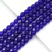 Load image into Gallery viewer, Royal Blue Jade Round Faceted Beads, Sku#U1802