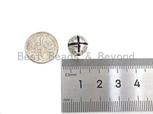 Load image into Gallery viewer, CZ Micro Pave Cross Patten Spacer Beads for Bracelet/Necklace, Men's Jewelry Bracelet Beads, 10mm, sku#Z1095