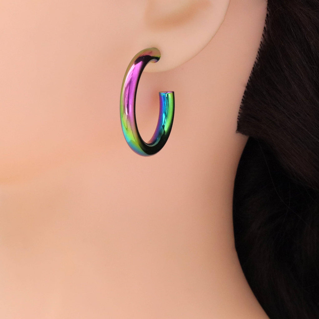 Gold Rainbow Color Hoop Earrings, Sku#A151