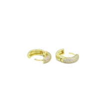 Load image into Gallery viewer, Clear CZ Silver Gold Hoop Earrings, Sku#A478