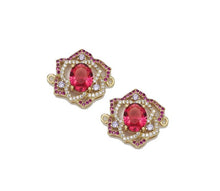 Load image into Gallery viewer, Fuchsia CZ Rose Flower Frame Charm, Sku#LK750
