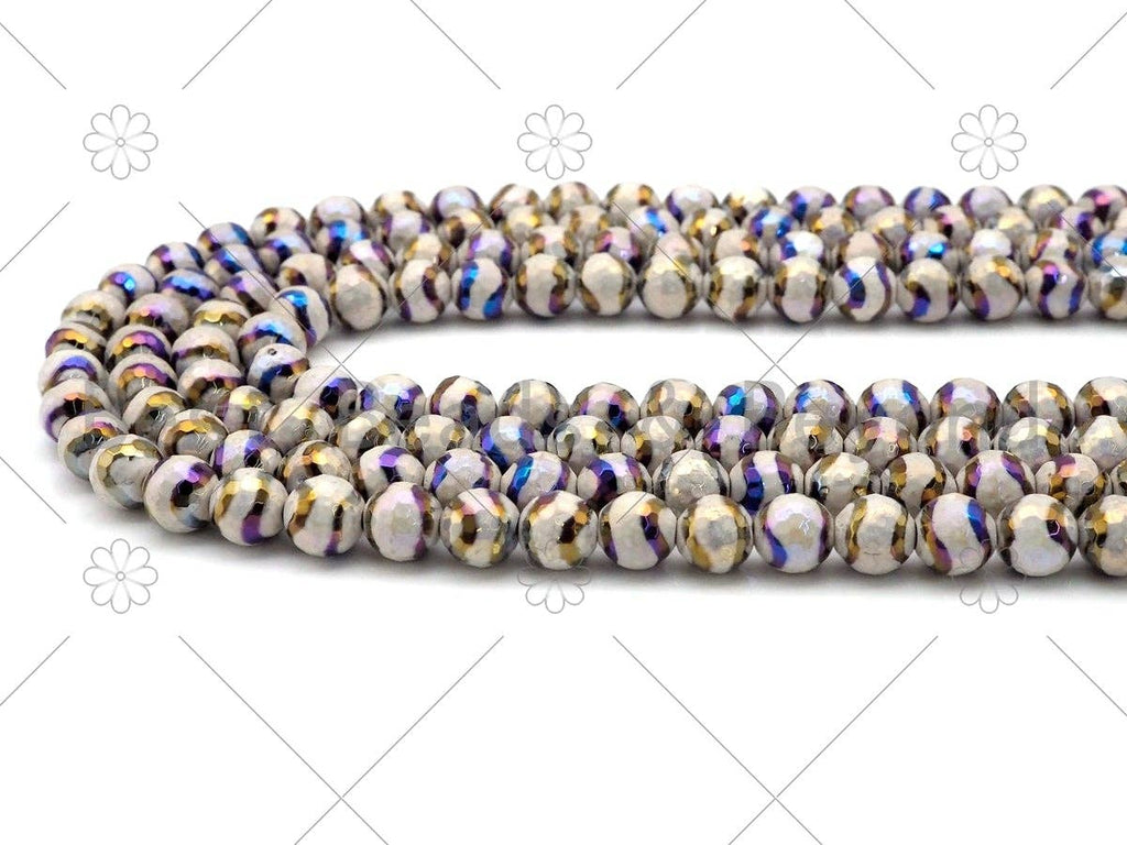Mystic AB White Tibetan Agate with Double Line, Sku#UA230