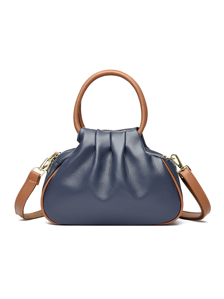 Premium Pleated Leather Crossbody Shoulder Bag for Women - Multi-Compartment Organizer