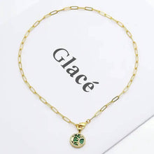 Load image into Gallery viewer, Paperclip chain necklace with stone pendant, Sku#LX36N