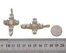 Load image into Gallery viewer, Teardrop CZ Cross With MOP Virgin Mary Charm, Sku#L658