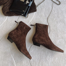 Load image into Gallery viewer, Women's Slim-Fit Ankle Boot | Square Toe Chunky Heel | Suede Upper Back Zipper