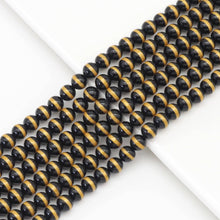 Load image into Gallery viewer, Golden Line Black Onyx Round Smooth Beads, Sku#U1722