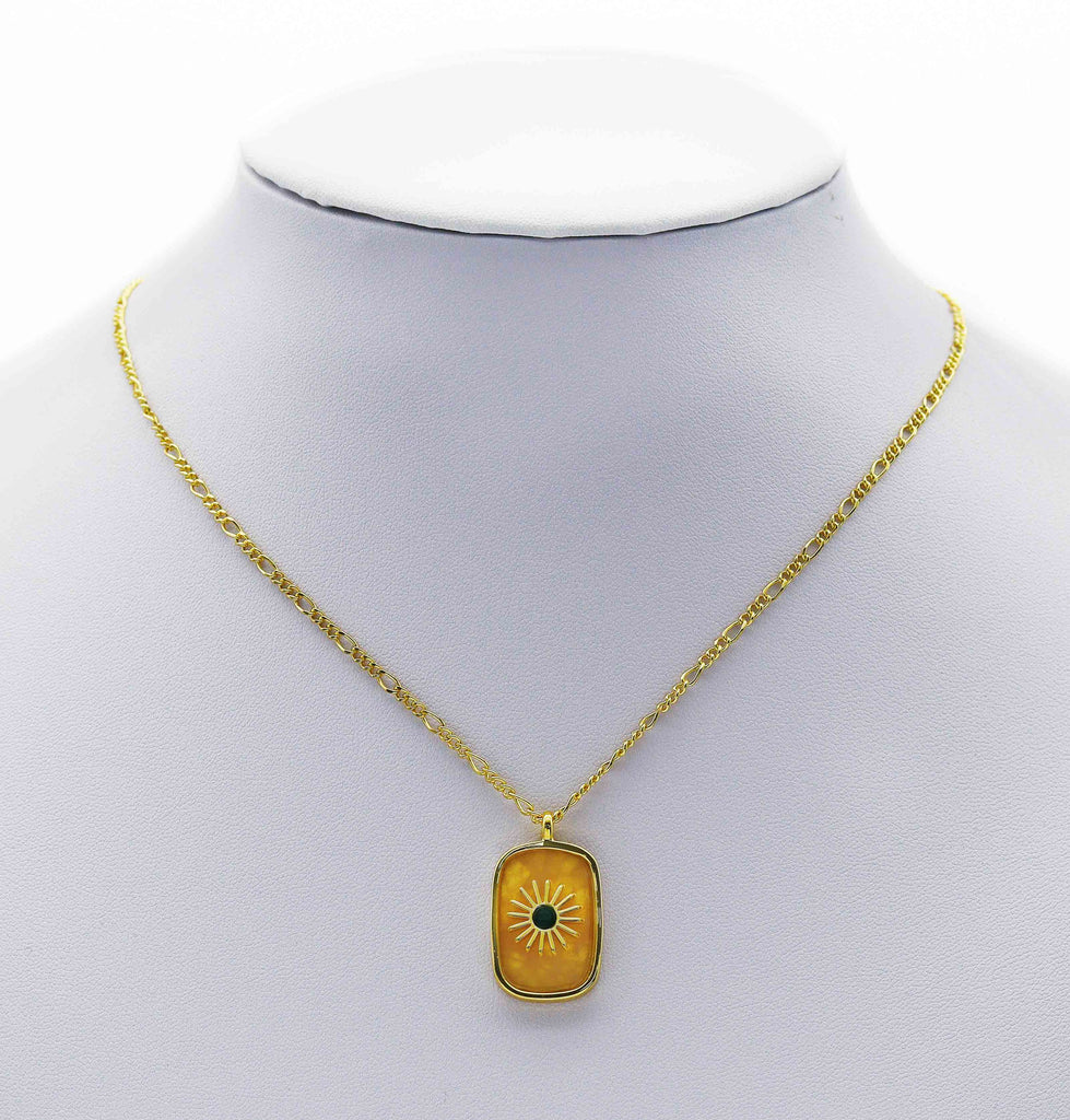 Gold North Star On Rectangle Gemstone Charm, Sku#LY14c