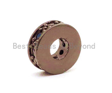 Load image into Gallery viewer, CZ Black Micro Pave Cylinder Spacer Beads, Cubic Zirconia Space Beads, Men's Jewelry Beads, Large hole Beads, 7x2.5mm, sku#G78