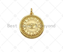 Load image into Gallery viewer, 18K Dainty GoldSun Face On Round Coin Shape Pendant/Charm,Gold Medallion Charm, Necklace Bracelet Charm Pendant,22x20mm, Sku#LK230