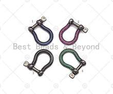 Load image into Gallery viewer, Colorful CZ Paved Buckle Shape clasp, Buckle Clasp Lock, U shape Clasp, Green/Fuchsia/Cobalt/Black Screw Clasp, 16x22mm, Sku#ML43