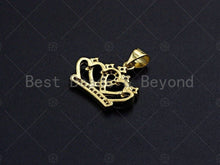 Load image into Gallery viewer, 18K Gold Micro CZ Pave Crown Pendant, Gold Crown Charm,  Crown Beads, Jewelry Findings, 15x18mm, sku#LK41