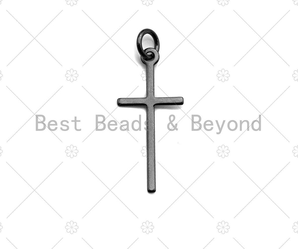 Gold/Silver/Rose Gold/Black Color Cross Charm Pendant, Cross Shaped Charm, 11x24mm, su#Y280