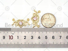 Load image into Gallery viewer, CZ Micro Pave Mom Word With Heart Shape Pendant/Charm, 18K Gold Filled Mom Charm, Mother's Day Charm,13x27mm,Sku#LK385