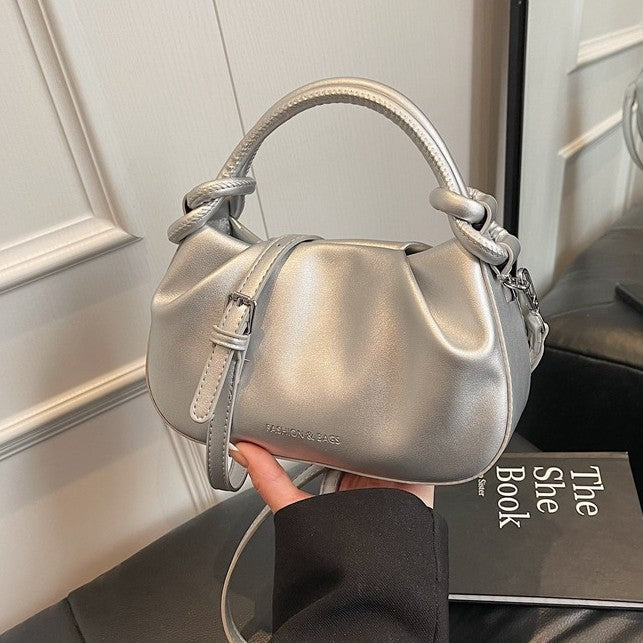 Women's Cloud Pleated Crossbody Bag - Minimalist PU Leather Shoulder Bag with Adjustable Strap