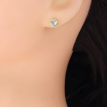 Load image into Gallery viewer, Gold Silver Clear Heart CZ Stud Earrings, Sku#A297