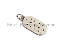 Load image into Gallery viewer, CZ Micro Pave Flat Oval Pendant, Antique Silver Tone, Clear Cubic Zirconia Big Pave Oval Charm Pendant, 9x21mm,sku#F1014C