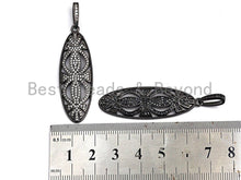 Load image into Gallery viewer, CZ Micro Pave Hollow Out  Long Oval Shaped Pendant/Charm, Cubic Zirconia Pendant Charm,15x46mm,sku#F913
