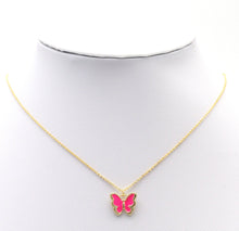 Load image into Gallery viewer, CZ Gold Colorful Enamel Butterfly Charm, Sku#JL154