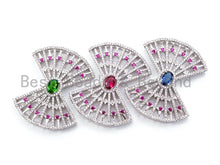 Load image into Gallery viewer, CZ Micro Pave Bow Tassel Head with Green/Red/Cobalt Gemstone in Center, Pendant/Link Connector, 41x35mm, SKU#L206