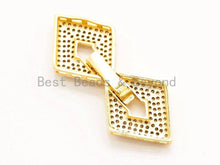 Load image into Gallery viewer, CZ Micro Pave Double Diamond Fold Over Multi-Stand Clasp, Cubic Zirconia Buckle Clasps,17x42mm,1pc, sku#H13