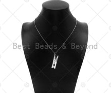 Load image into Gallery viewer, Clothespin Shape Pendant, Dainty Gold/Silver Clothes Peg Charm, Necklace Bracelet Charm Pendant, 11x38mm, Sku#L546