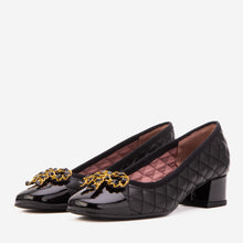 Load image into Gallery viewer, The Bellarose Black Quilted Leather Women Heel