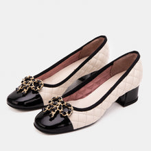Load image into Gallery viewer, The Bellarose Ivory Quilted Leather Women Heel